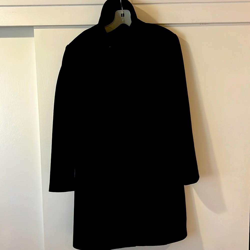 Black wool coat cover button